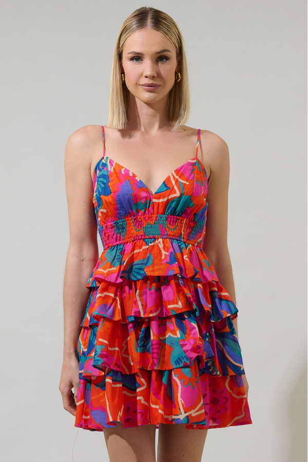 Kahlia Tropics Ruffle Mini Dress