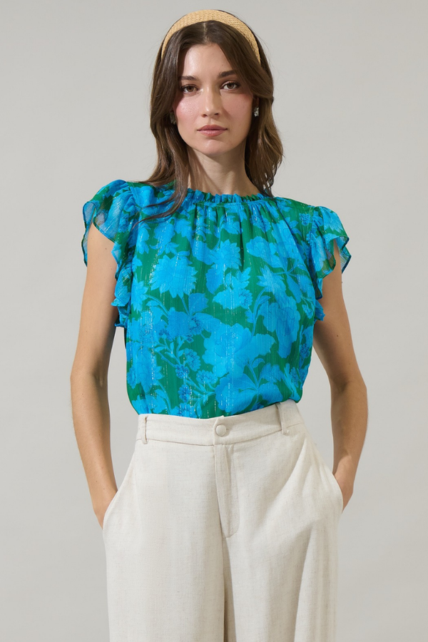 Amren Floral Cap Sleeve Top