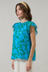 Amren Floral Cap Sleeve Top