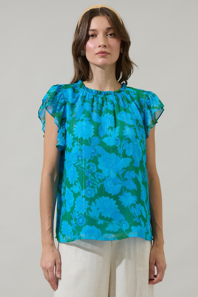 Amren Floral Cap Sleeve Top