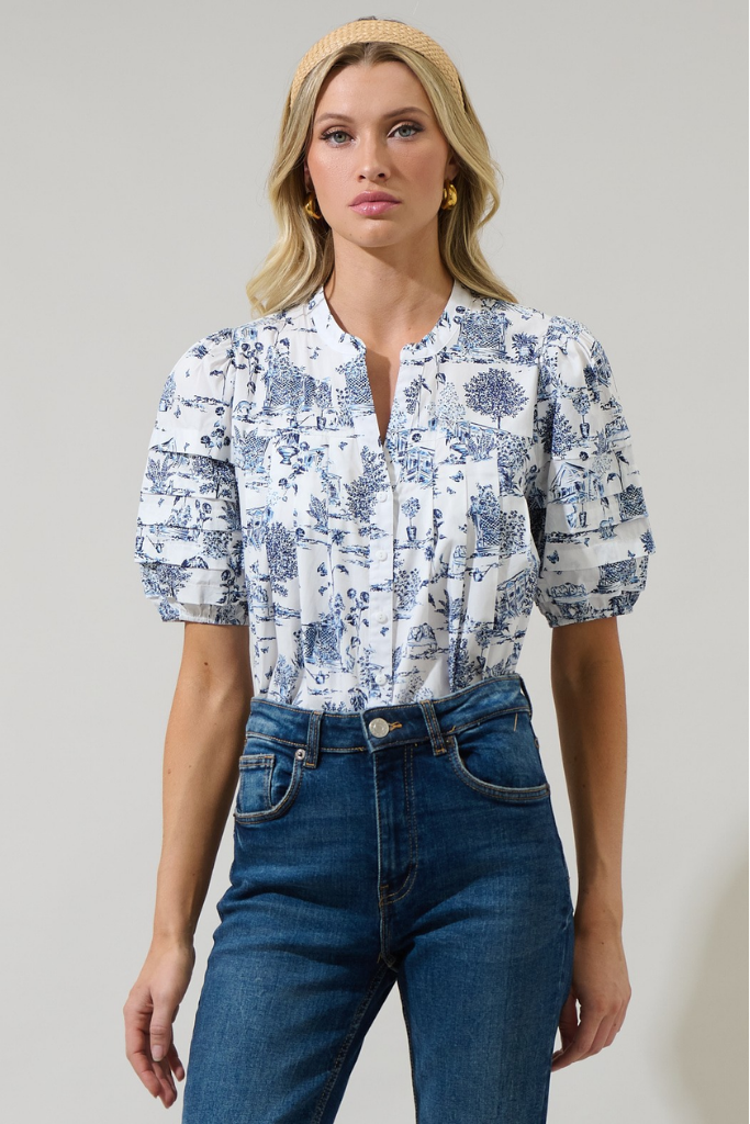 Renzo Toile Button Down Top