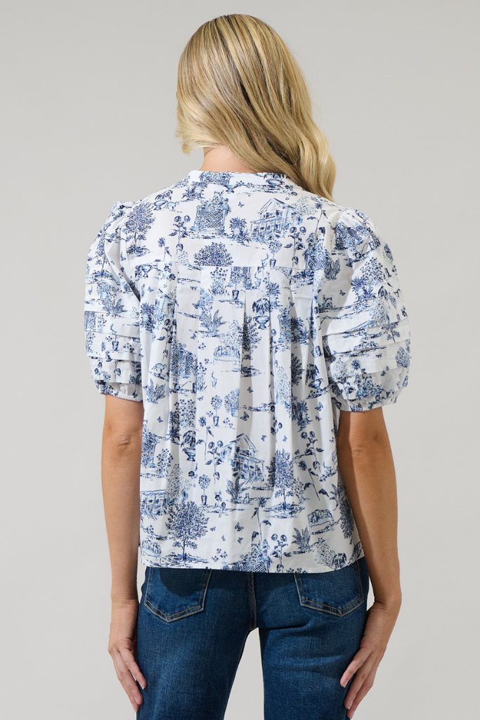 Renzo Toile Button Down Top