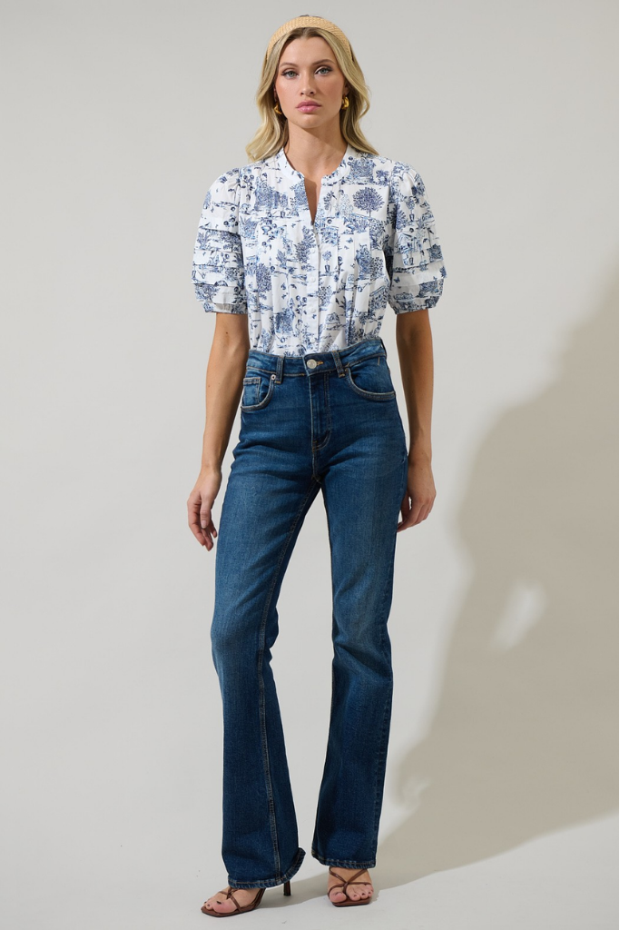 Renzo Toile Button Down Top