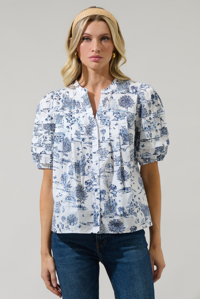 Renzo Toile Button Down Top