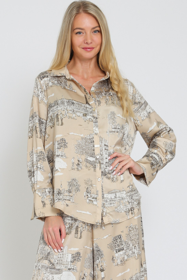 Estelle Satin Button Up Top