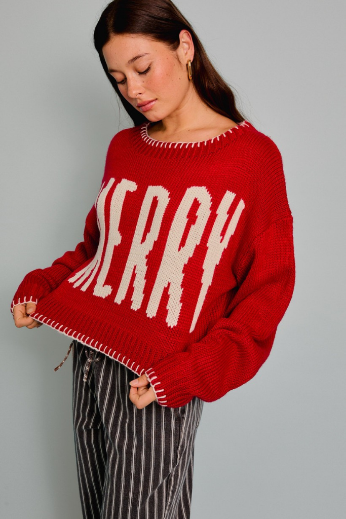 Merry Stitch Crop Sweater