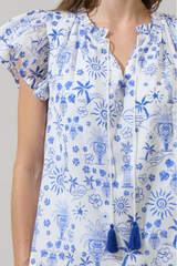 Azul Tropics Flutter Sleeve Top