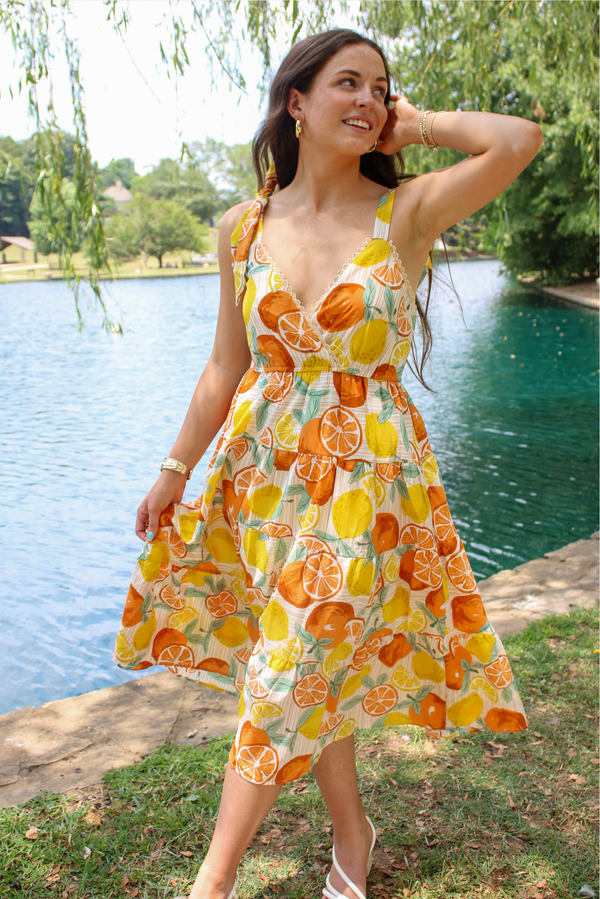 Orange Blossom Midi Dress