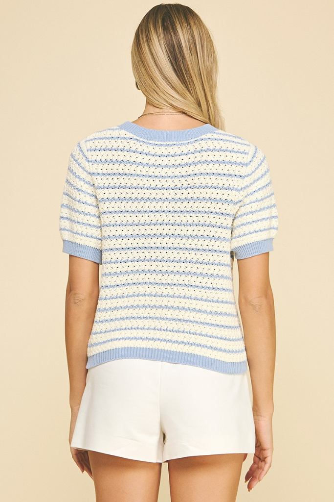 Adeline Stripe Short Sleeve Sweater