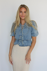 Girlhood Denim Top In Light Wash