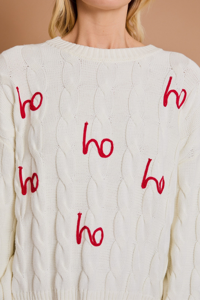 Ho Ho Ho Cable Knit Sweater