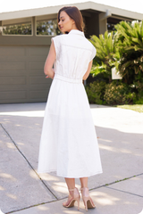 Cami Sleeveless Midi Dress in Off White