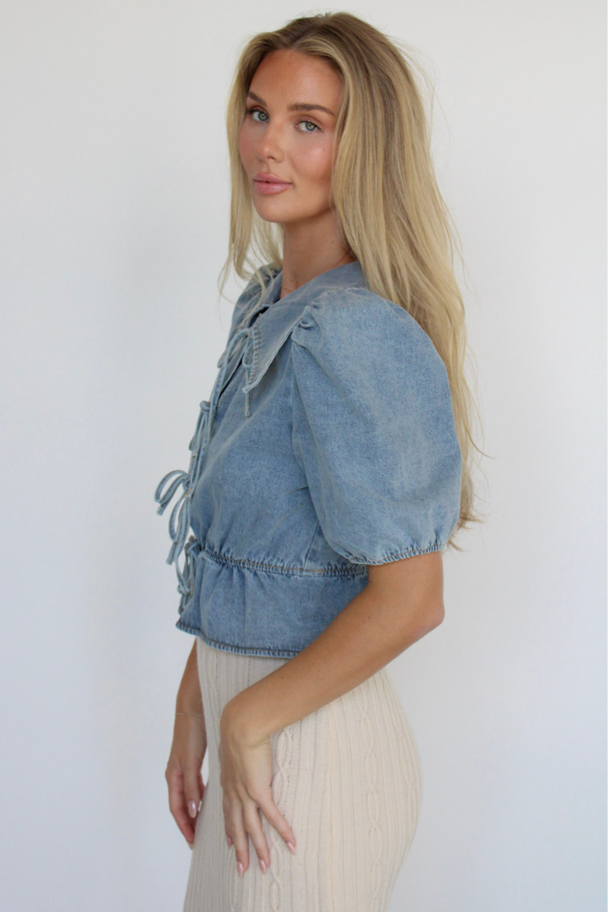 Girlhood Denim Top In Light Wash