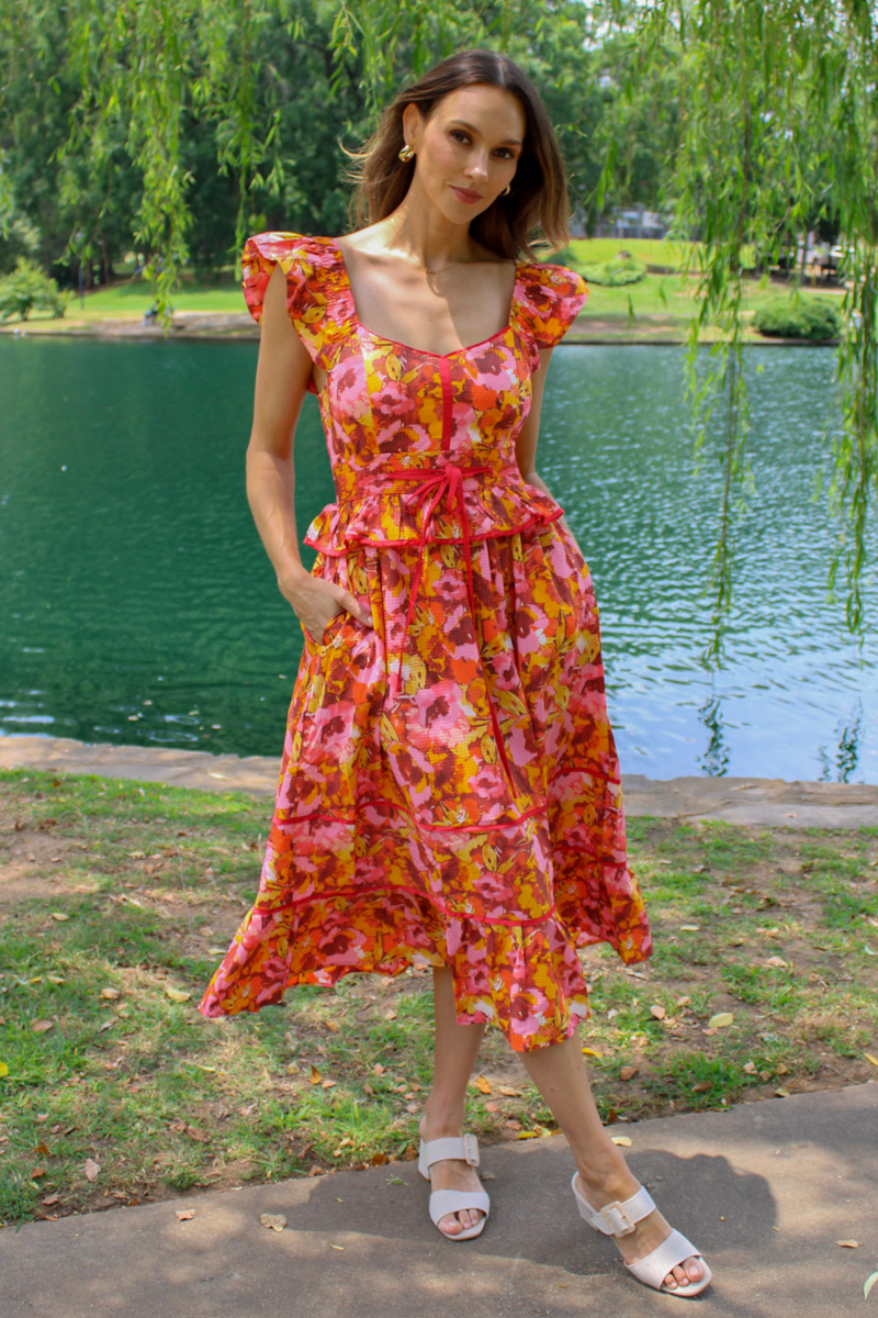 Burn For You Floral Midi Dress