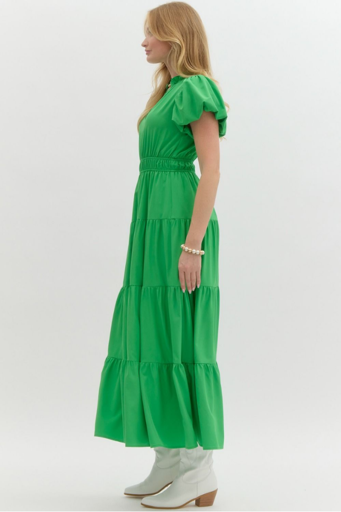 Heidi Tiered Maxi Dress in Kelly Green