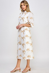 Emy Palm Print Midi Dress