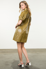 Honeycrisp Pleather Mini Dress in Olive