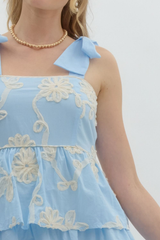 Daphne Tiered Midi Dress in Light Blue