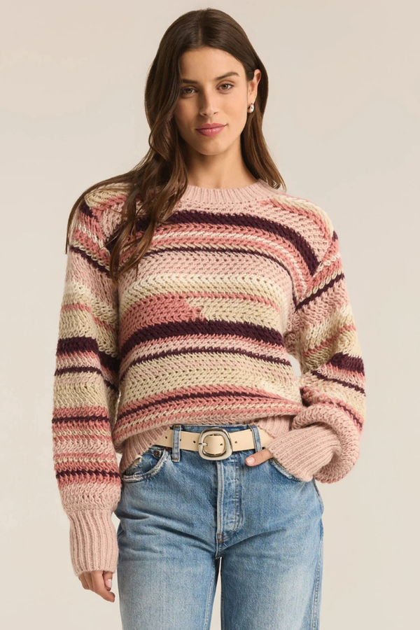 Rosy Days Striped Sweater By Z Supply