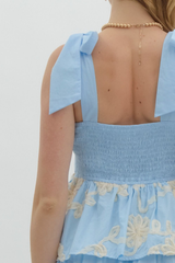 Daphne Tiered Midi Dress in Light Blue