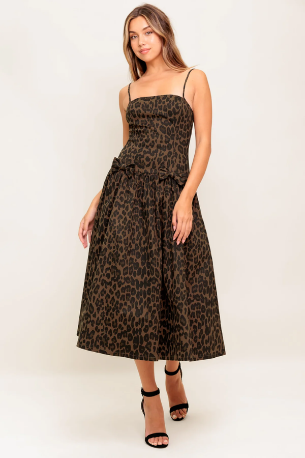 Penelope Leopard Print Midi Dress