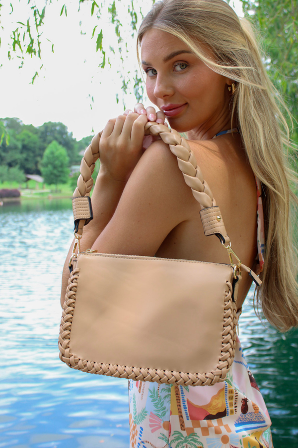 Catching Flights Braided Bag in Taupe