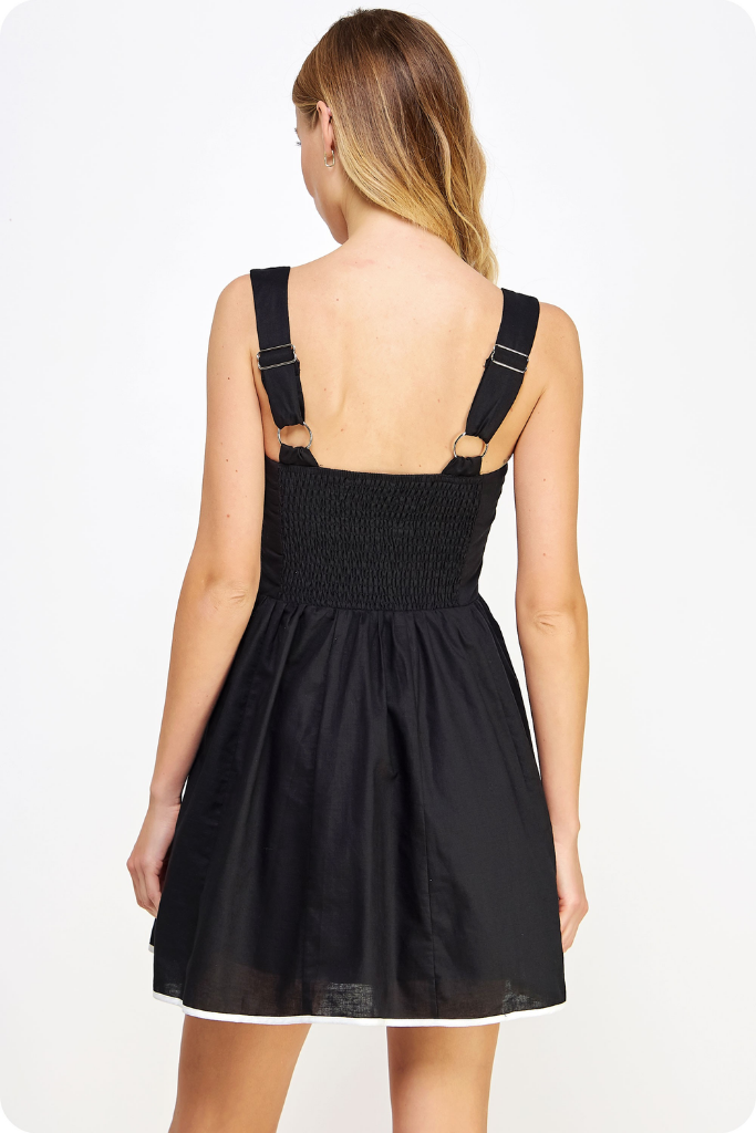 Ruby Trim Mini Dress in Black