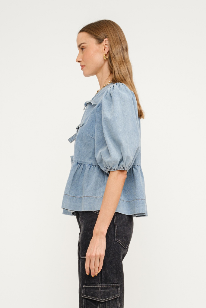 Claire Tie Front Denim Top