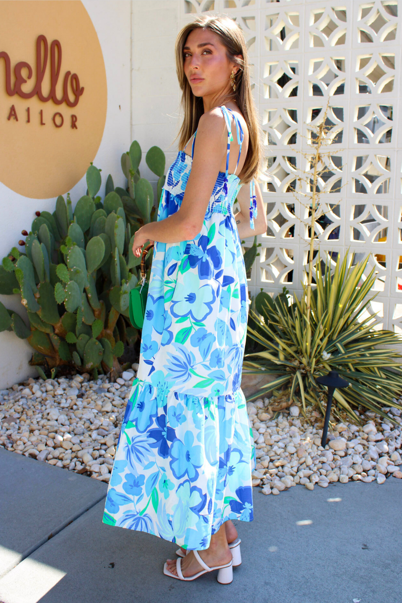 Aquamarine Floral Midi Dress