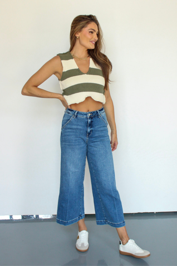 Madelyn Striped Crop Sweater