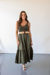 Positano Paradise Midi Dress in Olive