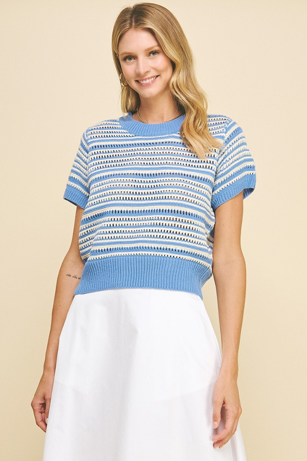 Emerson Stripe Short Sleeve Sweater