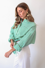 Primrose Button Up Top in Green