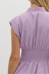 Elizabeth Zip Front Midi Dress in Lavender