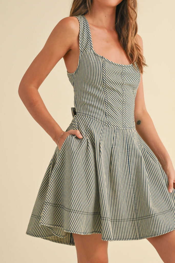 Gemma Corset Top Stripe Mini Dress