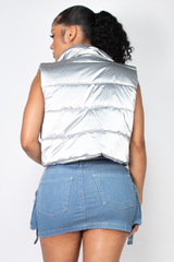 Shine Bright Silver Puffer Vest