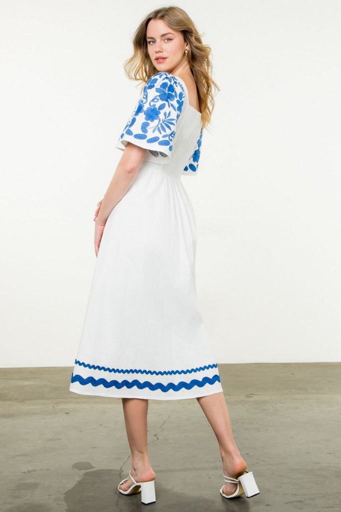 Poppy Embroidered Midi Dress