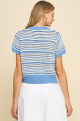 Emerson Stripe Short Sleeve Sweater