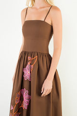 Leighton midi dress in brown
