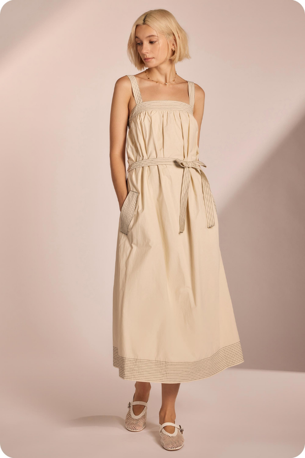 Joann Contrast Stitch Midi Dress