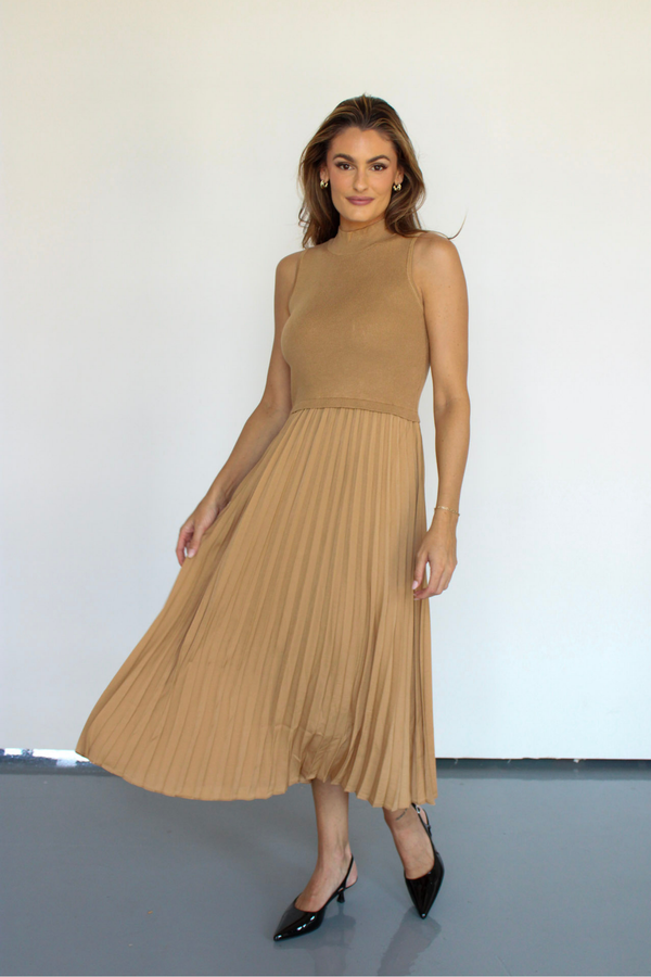 Early Riser Midi Dress In Tan