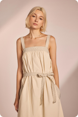 Joann Contrast Stitch Midi Dress