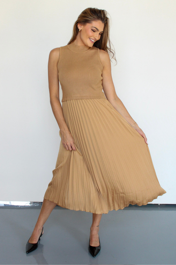 Early Riser Midi Dress In Tan