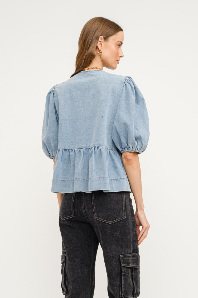 Claire Tie Front Denim Top