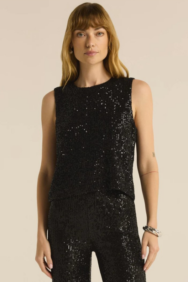 Sloane Sequin Top by Z Supply in Black