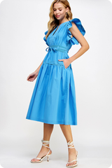 Marie Flutter Sleeve Midi Dress