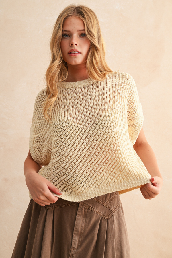 Maggie Cap Sleeve Sweater in Cream