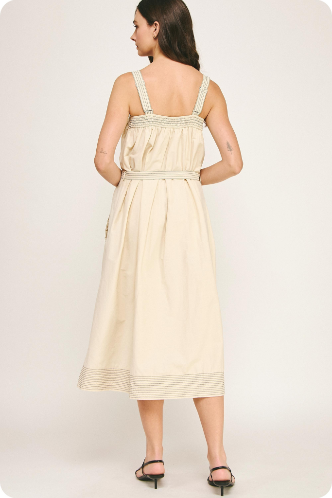 Joann Contrast Stitch Midi Dress