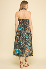 Bianca Paisley Halter Midi Dress