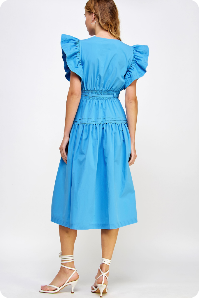 Marie Flutter Sleeve Midi Dress